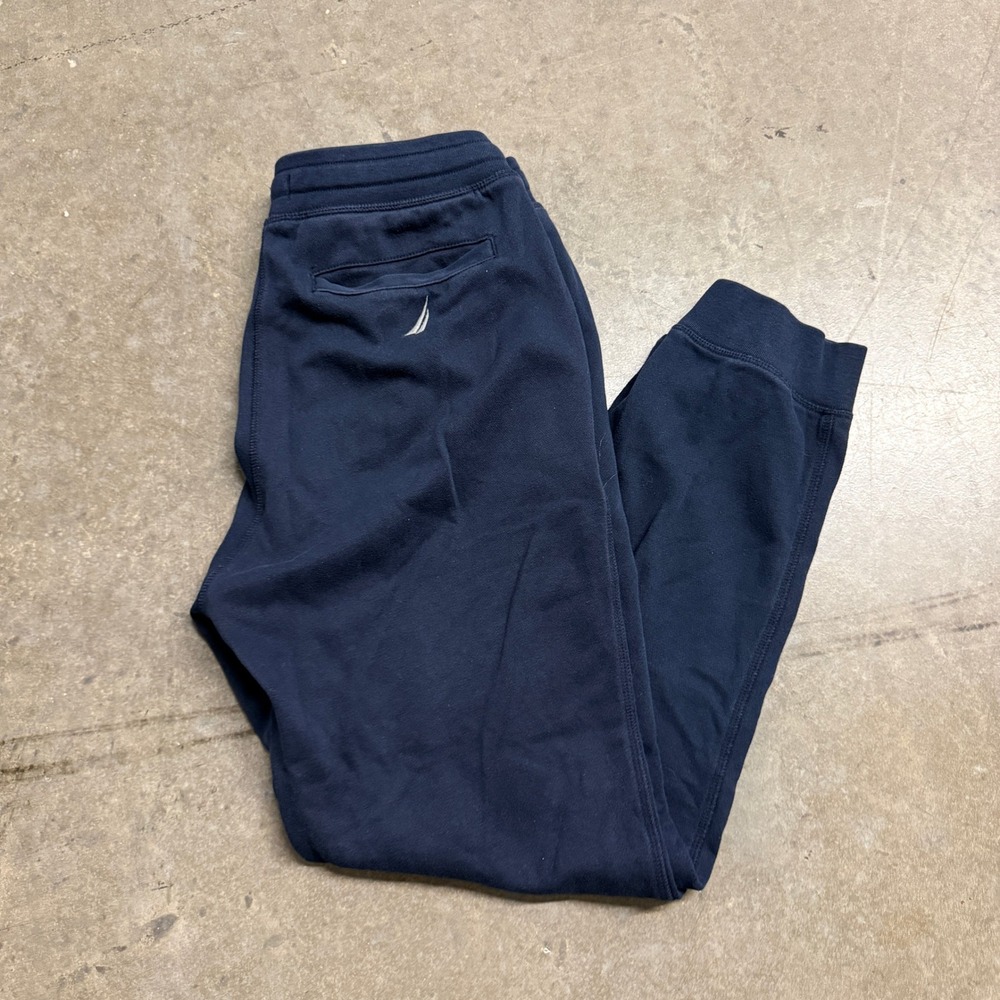 Nautica Mens Navy Blue Fleece Joggers Sweatpants Small Embroidered Logo